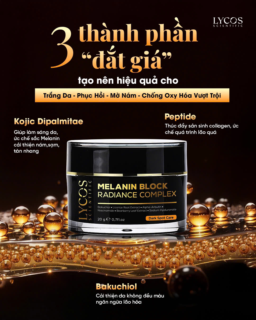 Kem Nám Đêm MELANIN BLOCK LYCOS, Kem Nám Lycos - Phiên bản nâng cấp : giảm thâm nám tàn nhang, dưỡng trắng da. hiệu quả lên đến 99%