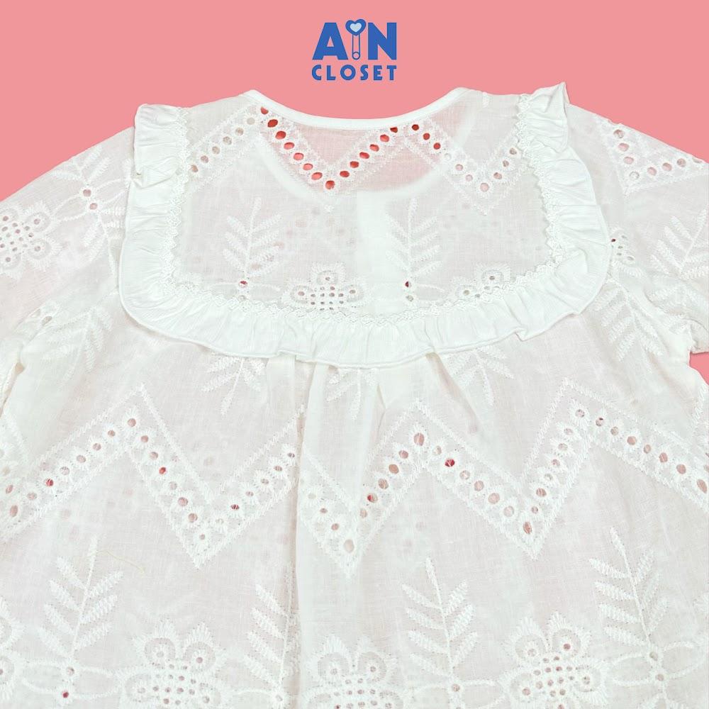 Áo Sơ mi Trắng Dài tay bé gái họa tiết Lá Thêu Cotton boi. - AICDBG7ZBCUQ - AIN Closet