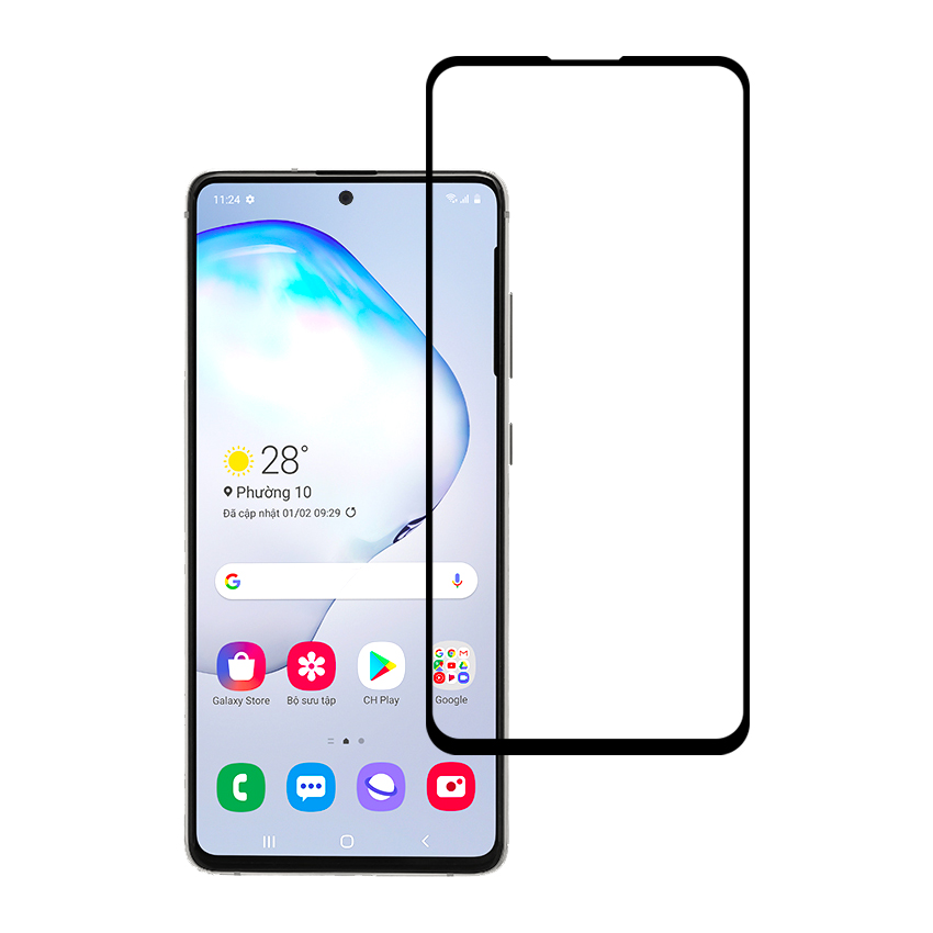 Miếng Dán Kính Cường Lực Cho Samsung Galaxy Note 10 Lite - Màu Đen - Hàng Chính Hãng