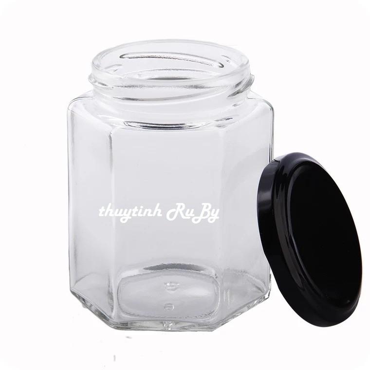 Hũ Lọ Thủy Tinh Lục giác 280ml đựng thực phẩm, Hủ đựng mật ong, Lọ gia vị lục lăng, Lọ thủy tinh đựng bột nghệ