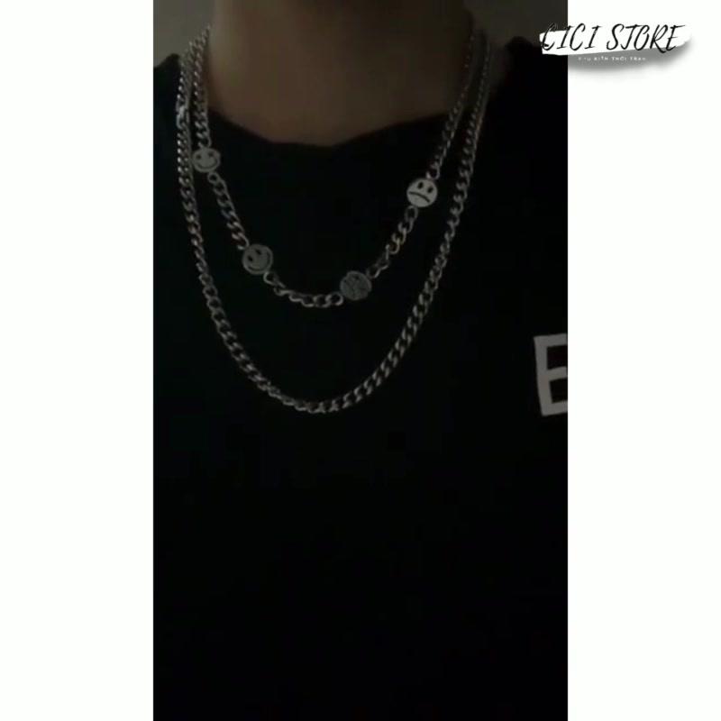 Vòng Cổ Dây Chuyền Titan Nam Nữ Mặt Cười Đa Sắc Thái Phong Cách Hiphop Thời Trang Cá Tính - Maxshopdoc