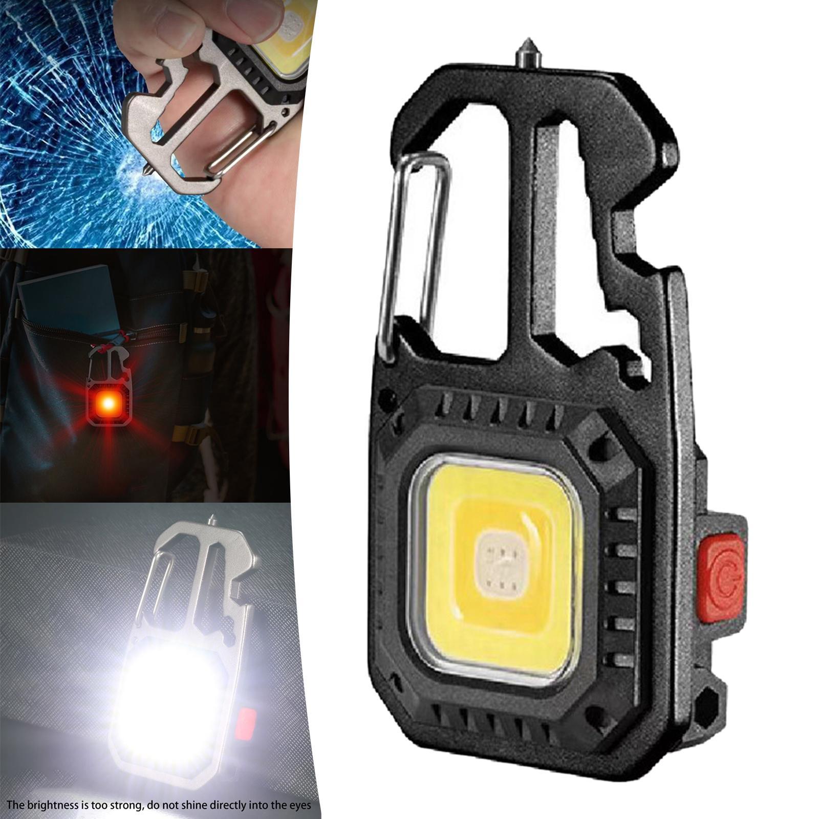 COB Keychain Flashlight Bottle Opener 3 Modes for Climbing Travel Fishing