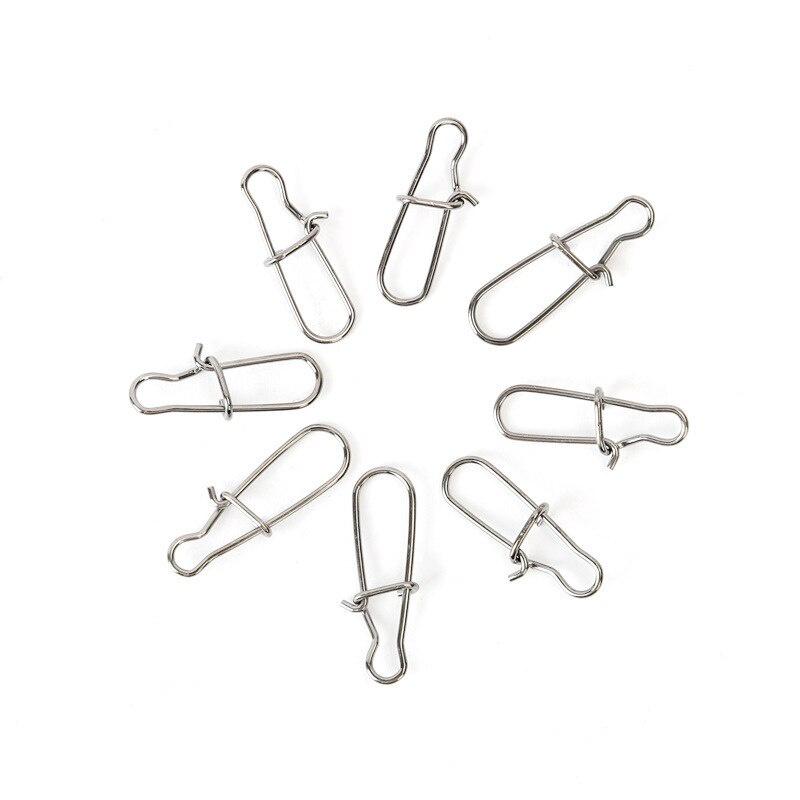 100pcs 000-6# Fishing Nice Hooked Snap Pin Fast Clip 304 Stainless Steel Fishing Barrel Swivel Lure Connector Accessories