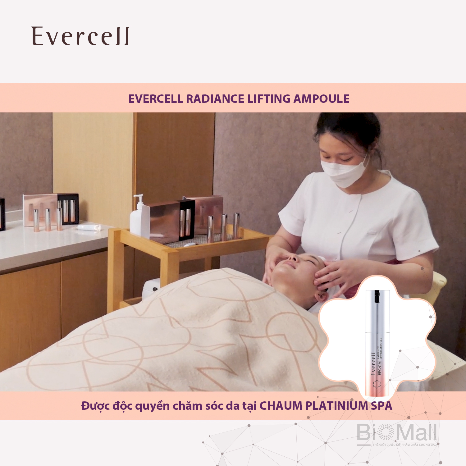 Ampoule Nâng cơ Đàn hồi Săn chắc Trắng sáng da Công nghệ Tế bào gốc EVERCELL Radiance Lifting 15ml