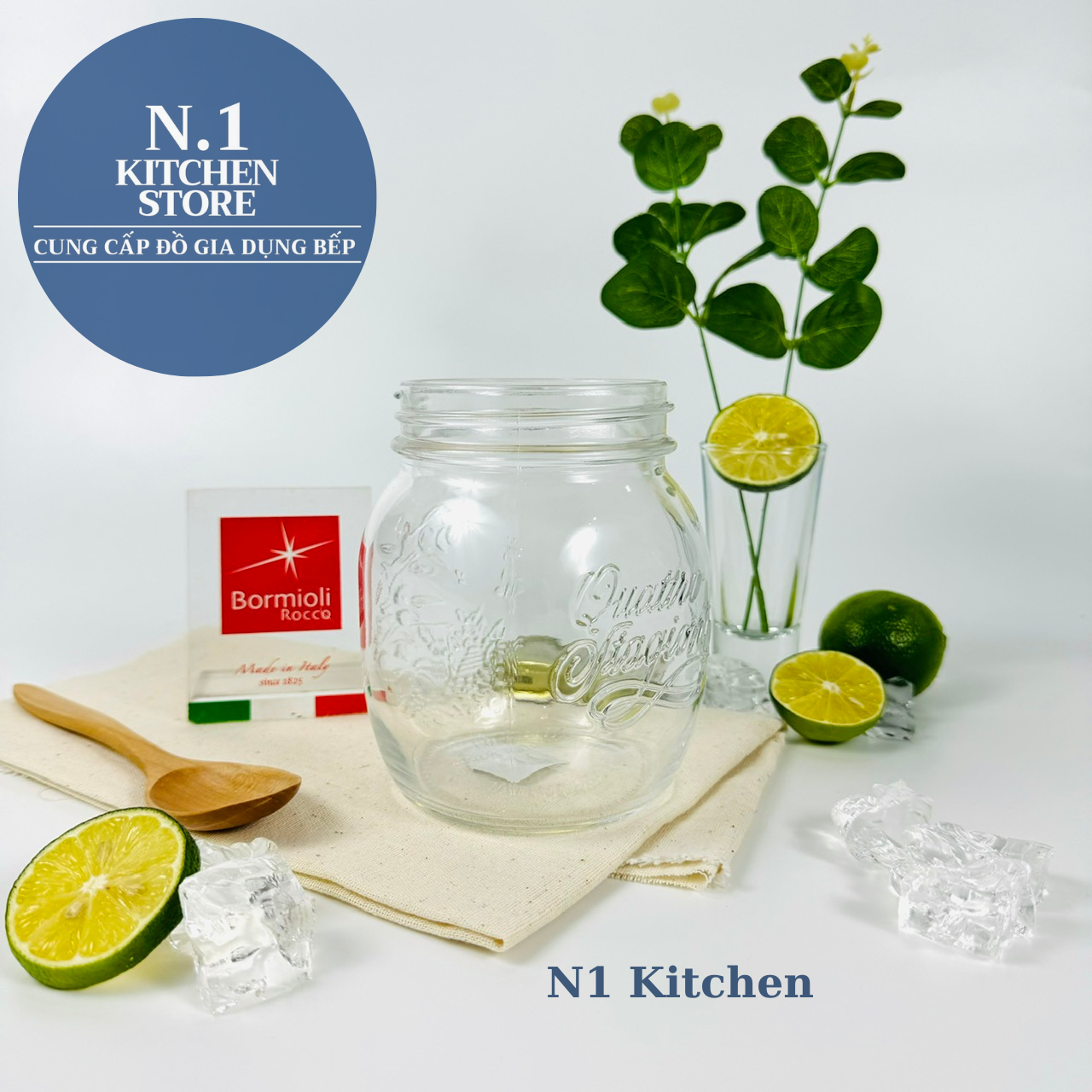 Quattro Invetro hũ thủy tinh 700 ml Bormioli Rocco Ý - Hàng Chính Hãng