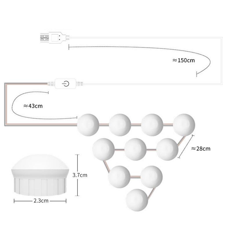 Đèn Led Gắn Gương Trang Điểm Điều Chỉnh Được Độ Sáng