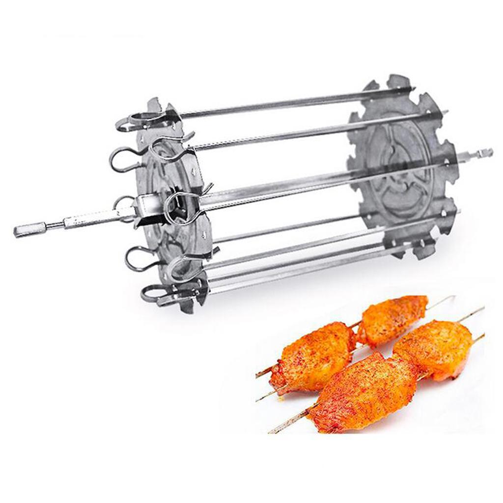 212mm/250mm Stainless Steel BBQ Kebab Maker - Meat/Corn Skewers Machine - Spin Roasting Grill