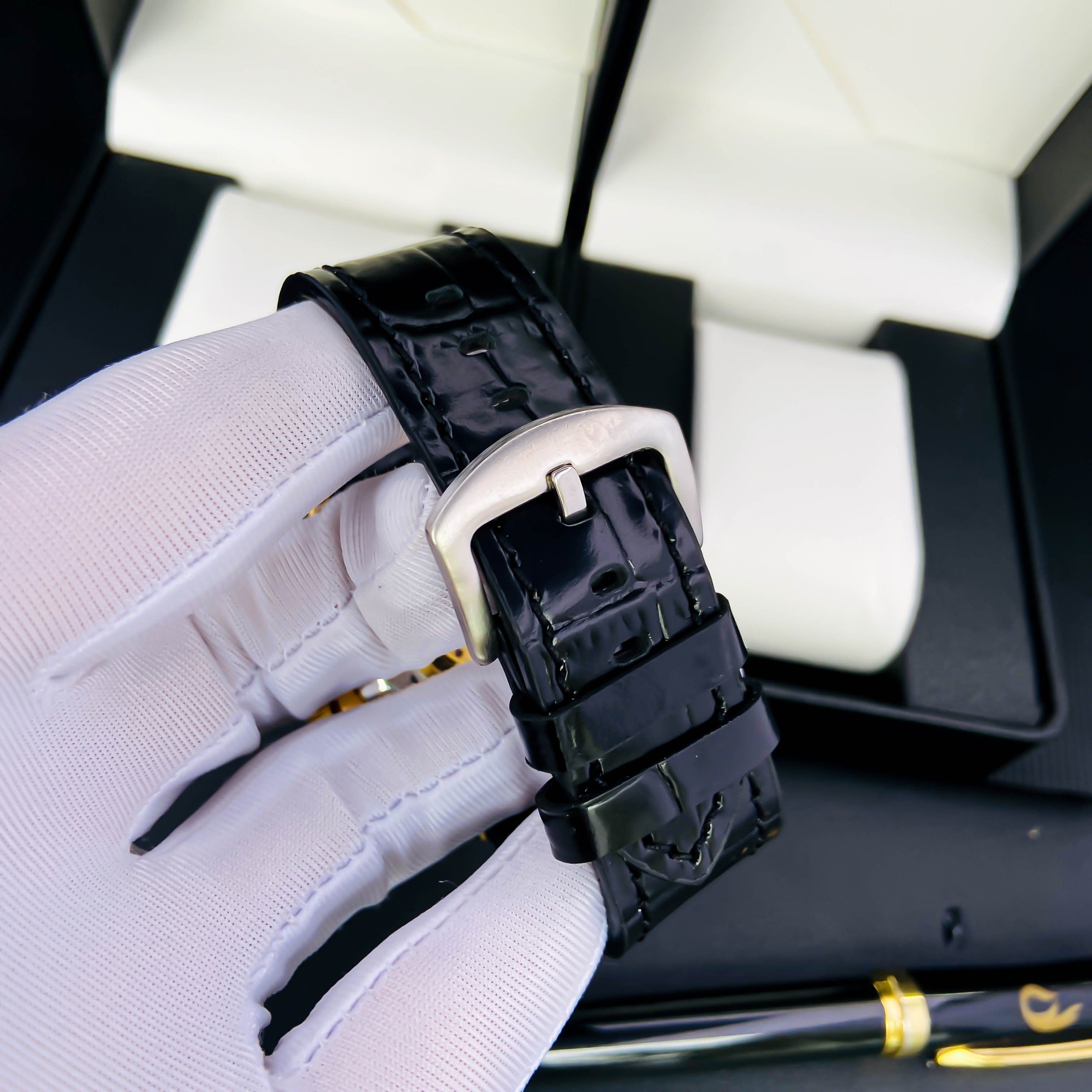 Đồng Hồ Cơ Nam Automatic Timekers, Đông Hồ Cơ Dây Da Lộ Máy, Mặt Kính sapphire - BH 12TH