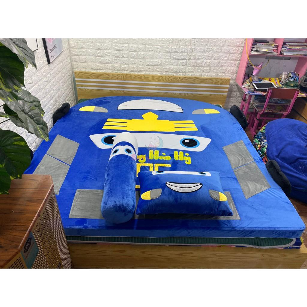 Đệm thú bông size 180x200cm, tặng 1 gối đầu+ 1 gối ôm 80cm, ko chăn, may chữ