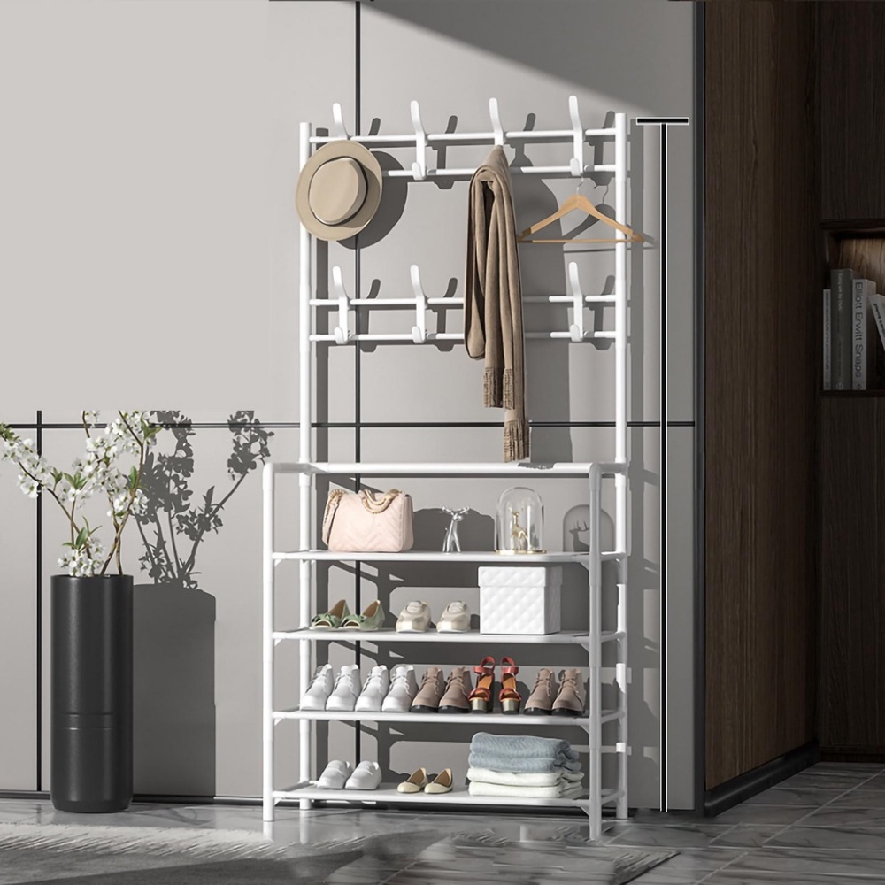 Kệ Để Giày Dép Chữ L Đa Năng Và Treo Quần Áo, Nón, Túi Xách Tiện Lợi Sang Trọng