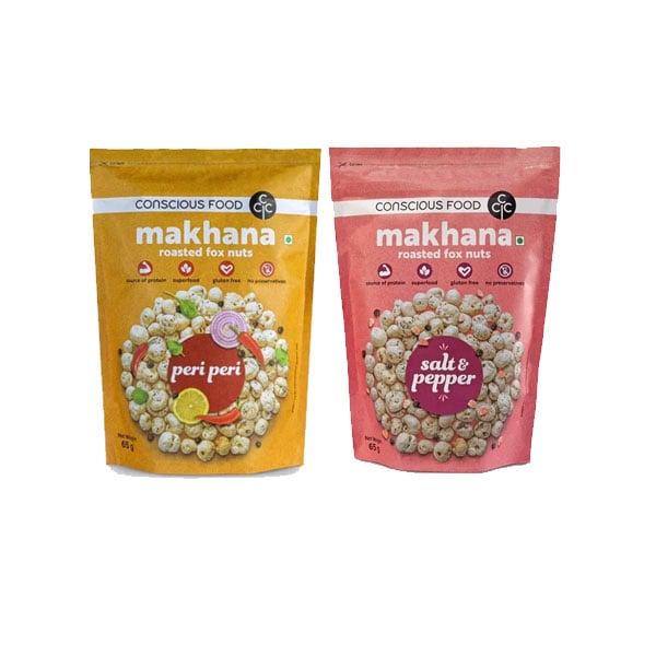 Combo Hạt sen nổ phồng Makhana 2 loại 65GRX2 vị Peri Peri + Muối tiêu