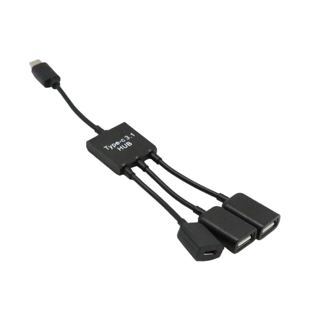 3 in 1 3 Port USB 3.1 Type C Hub Adapter to 2 Port USB and 1 Micro USB Port