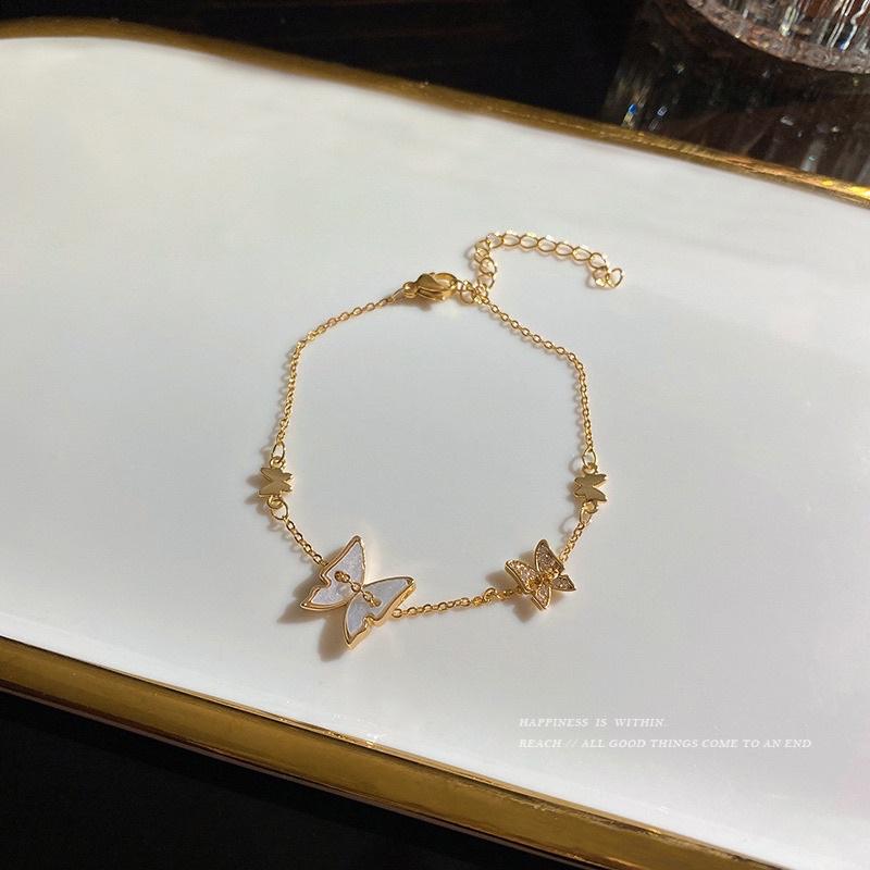 Lắc tay vòng tay nữ titan không gỉ mặt đôi bướm đẹp Ring House