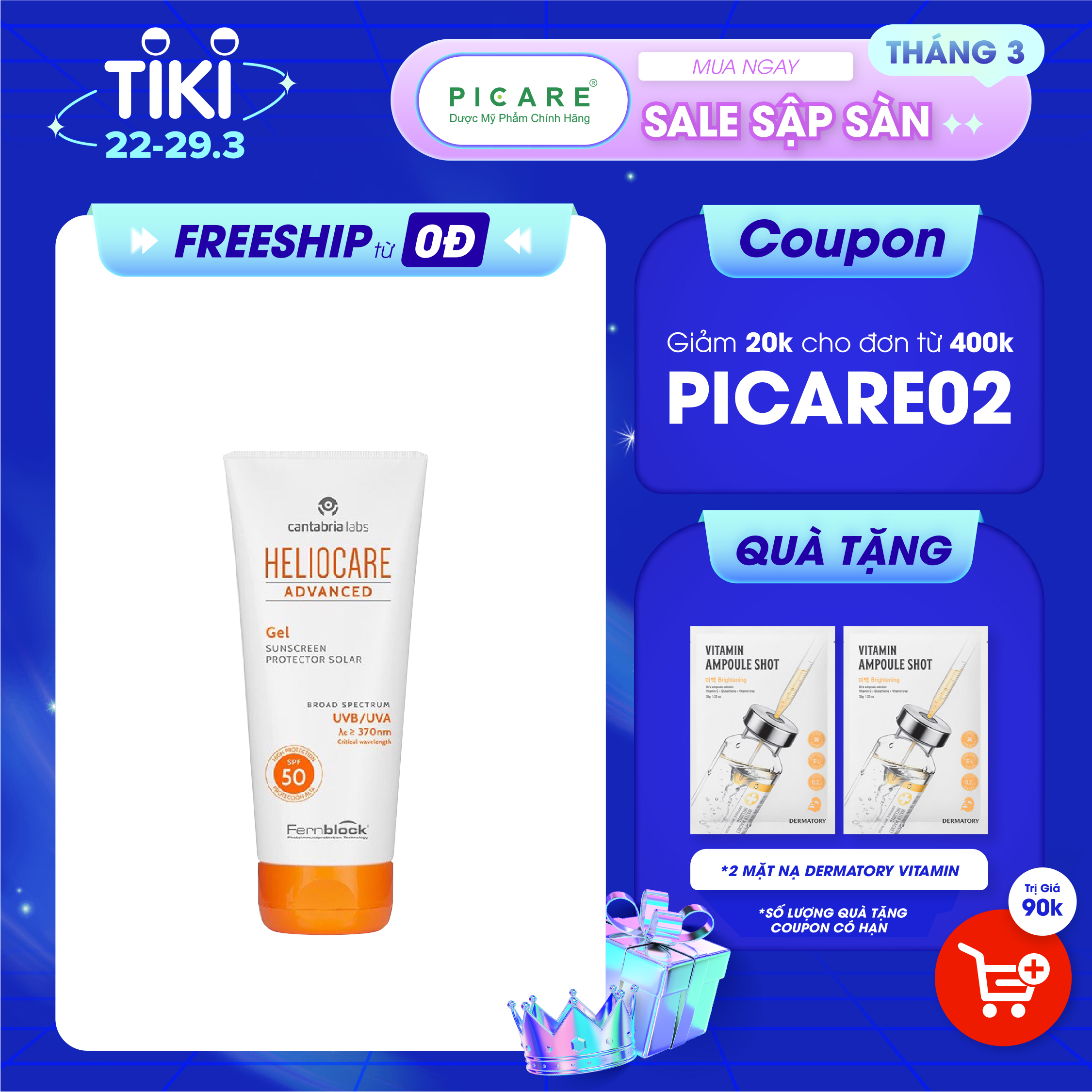 Kem chống nắng cho da nhờn, mụn Heliocare Advanced Gel SPF 50 (50ml)