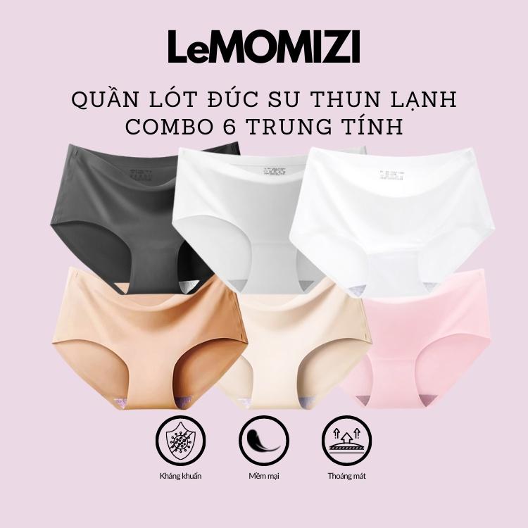 COMBO 6 TRUNG TÍNH - Quần Lót Nữ Đúc Su cao cấp thun lạnh không đường may kháng khuẩn LeMOMIZI Size M-XXL dscombo5