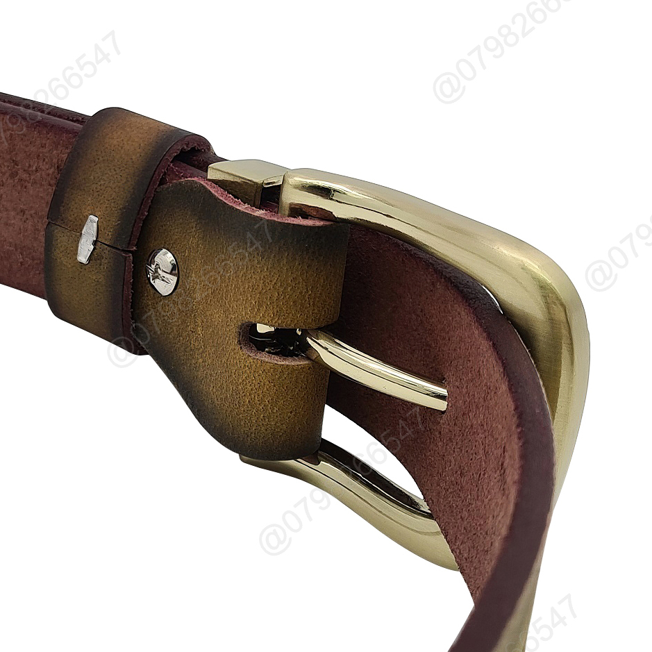 Thắt lưng nam da bò sáp in chữ DHM-378 | Khoá kim trơn mạ đồng loại 1 thời trang | Bảo hành 12 tháng