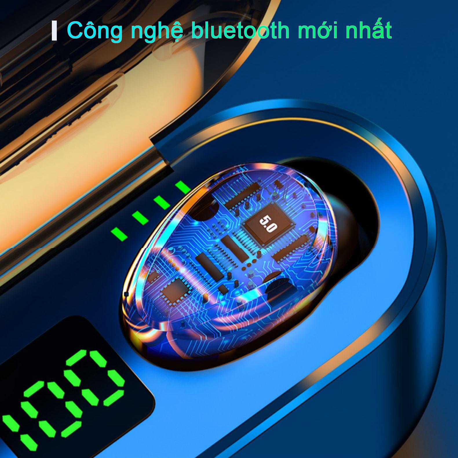 Tai nghe Bluetooth 5.1 ROYALMIC F9 TWS kén sạc 2000 mAh kiêm sạc dự phòng, chống nước, cảm ứng chạm, có mic đàm thoại - Hàng Chính Hãng