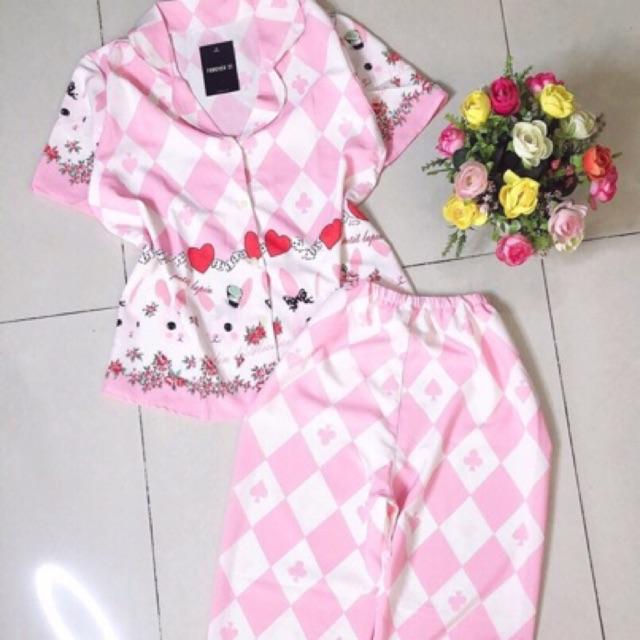 Đồ Bộ Pijama Lụa Siêu Mát Họa Tiết Hoạt Hình Dễ Thương Dưới 55kg