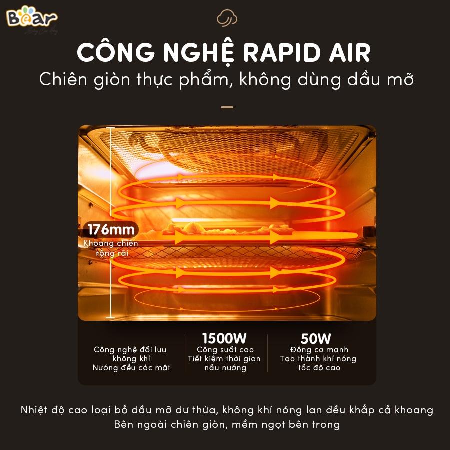 Nồi Chiên Không Dầu Bear 10L Kiểu Dáng Lò Chiên, Công Nghệ Air Bomb Chiên Không Dầu - A15V1 - Hàng Chính Hãng Bảo hành 18 Tháng