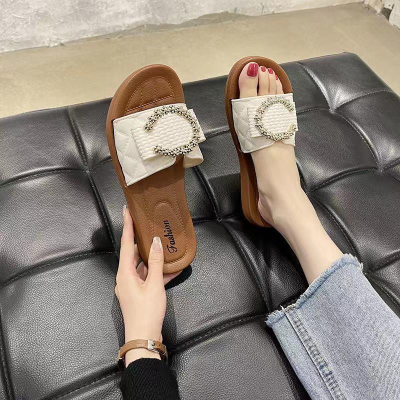 Dép nữ đế cao phối chữ C cao su dẻo cao cấp cực êm chân - LB037 - Shop Dép Đáng Yêu