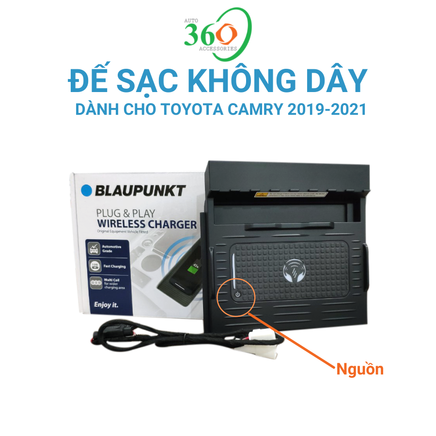 Đế Sạc Không Dây Blaupunkt Dành Cho Toyota Camry, Sạc Không Dây Không Cần Lột Vỏ Điện Thoại