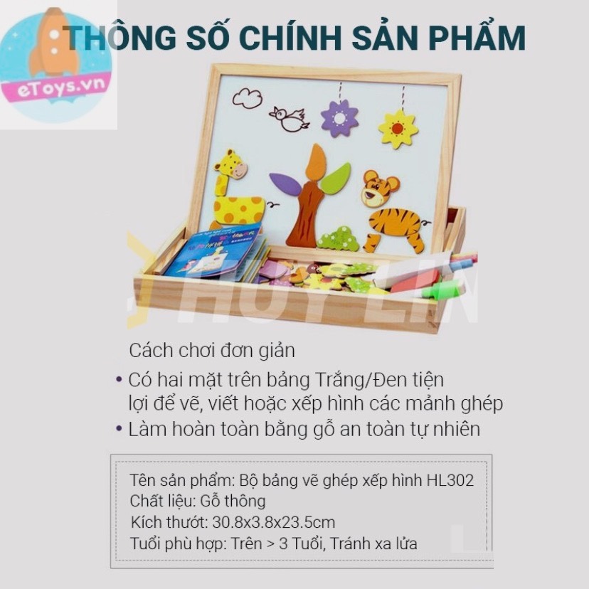 Đồ Chơi Giáo Dục Bộ Tranh Ghép Nam Châm 2 Mặt Bằng Gỗ Cho Bé Sáng Tạo