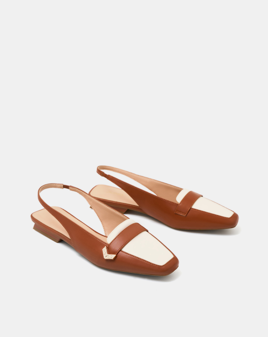 Giày Búp Bê Nữ 3cm Thời Trang JUNO Slingback Đế Bệt Mũi Loafer BB03126