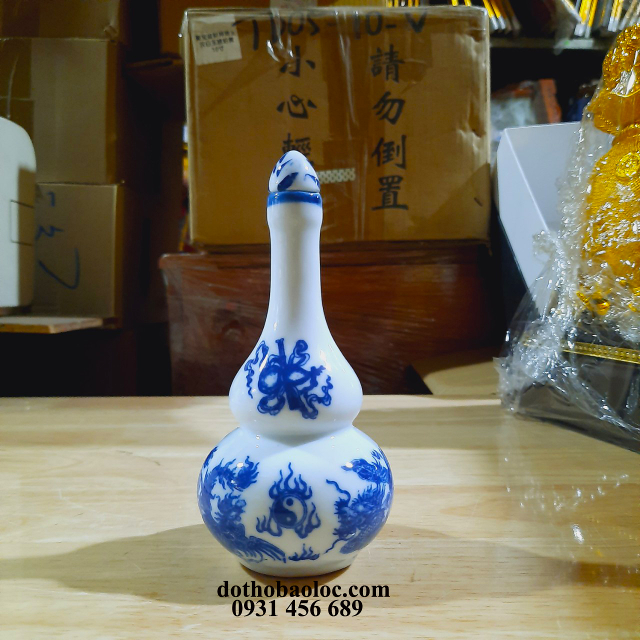 Hồ lô sứ bát tràng cao 17cm