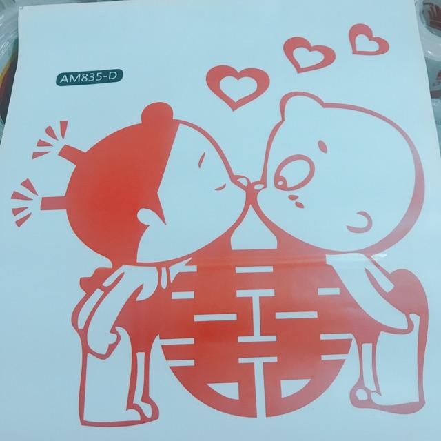Decal dán Toilet - Puka kiss nhau đáng yêu