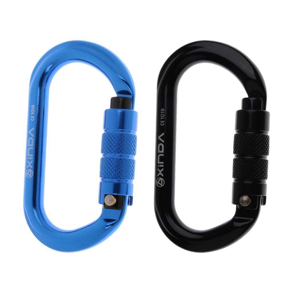 2Set Duty Carabiner Outdoor Rock Climbing Safety Screw Hook Buckle for 25KN