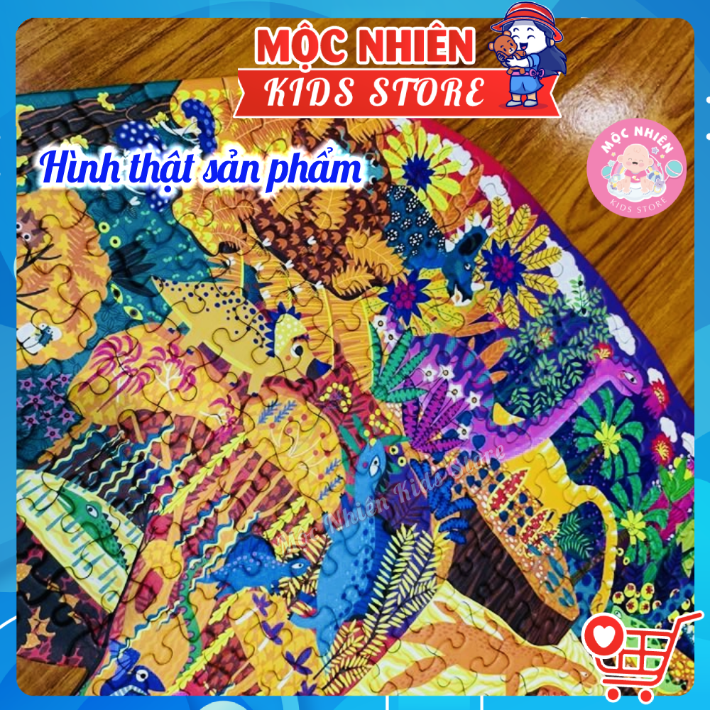 Bộ tranh xếp hình ghép hình puzzle Mideer 280 mảnh ghép 04 chủ đề - Thế giới khủng long - Vỏ sò cá heo - Voi khổng lồ và Tê giác