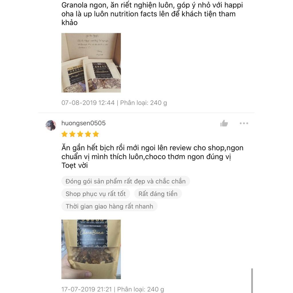 Ngũ Cốc Ăn Sáng/Ăn Kiêng Không Đường Tinh Luyện Vị Cacao Chuối 400g - Granola Choco Bana HAPPI OHA