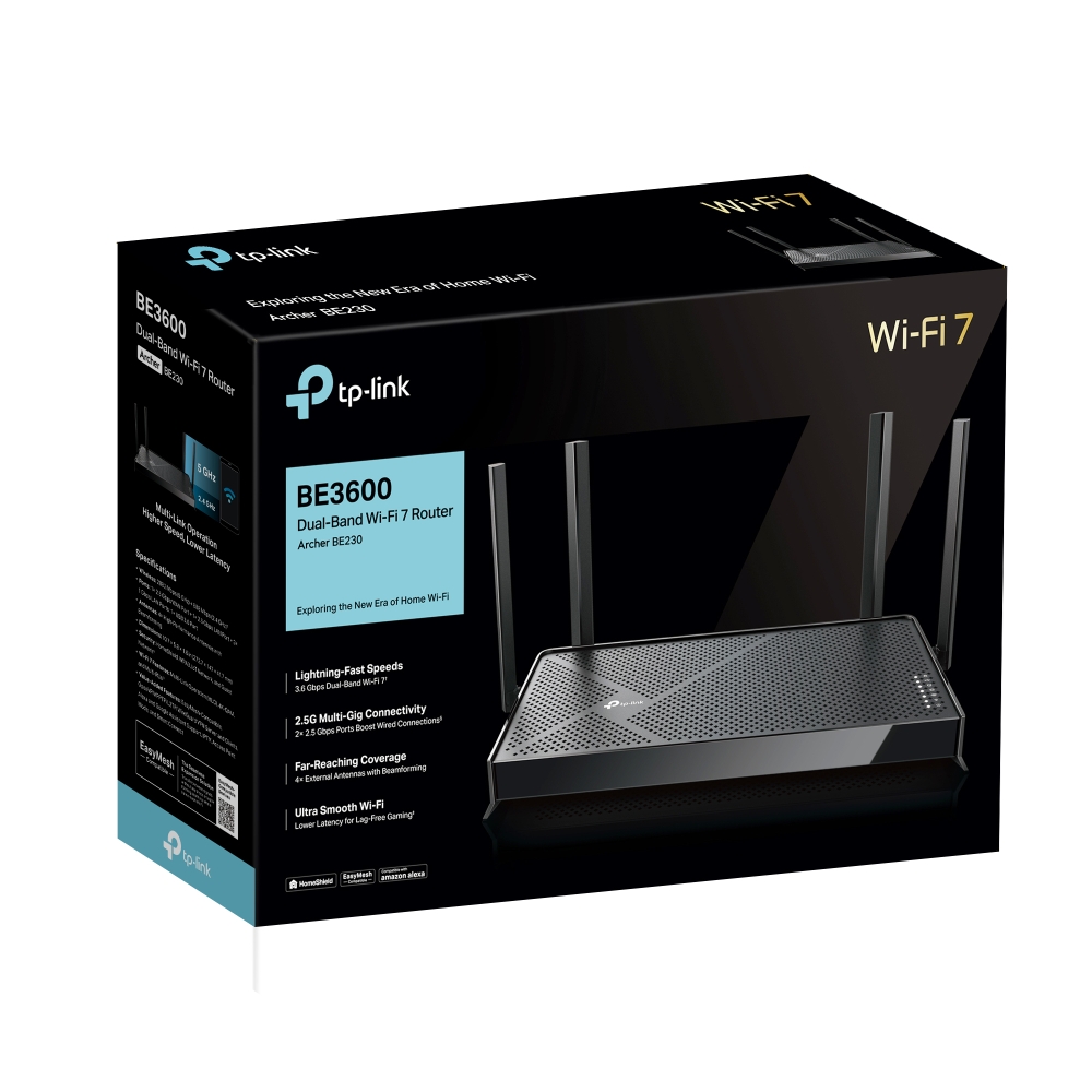 Bộ phát Router WIFI 7 TP-Link Archer BE230 | Chuẩn WIFI 7 băng thông BE3600 / 2 băng tần 2.4 &amp; 5.0 GHz | EasyMesh | Phủ sóng rộng | Bảo hành 2 năm | Hàng Chính Hãng