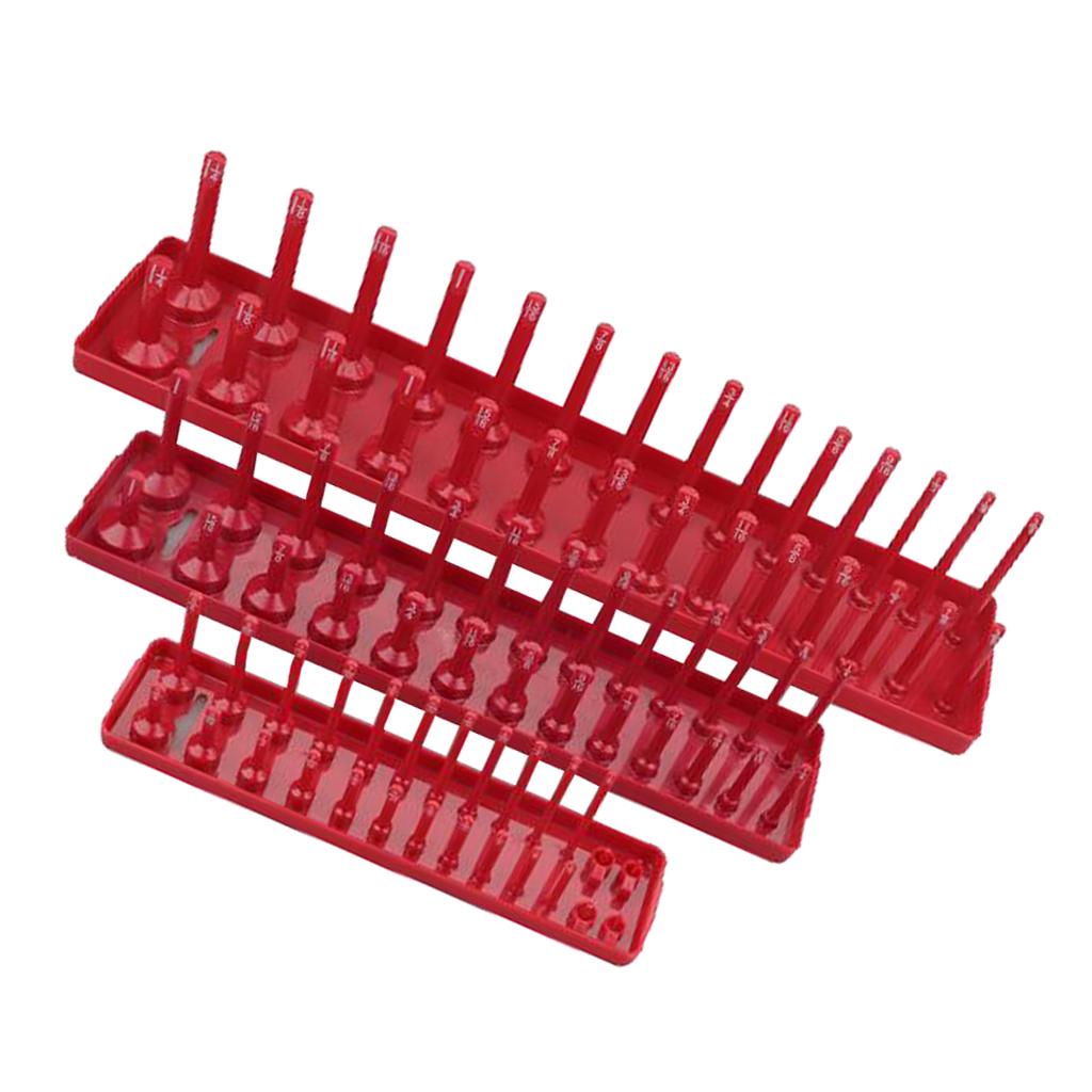 3Pcs Drive Socket Organizer Tray Premium Quality Tool Organizer Plastic Rail Rack Tray Storage Peg