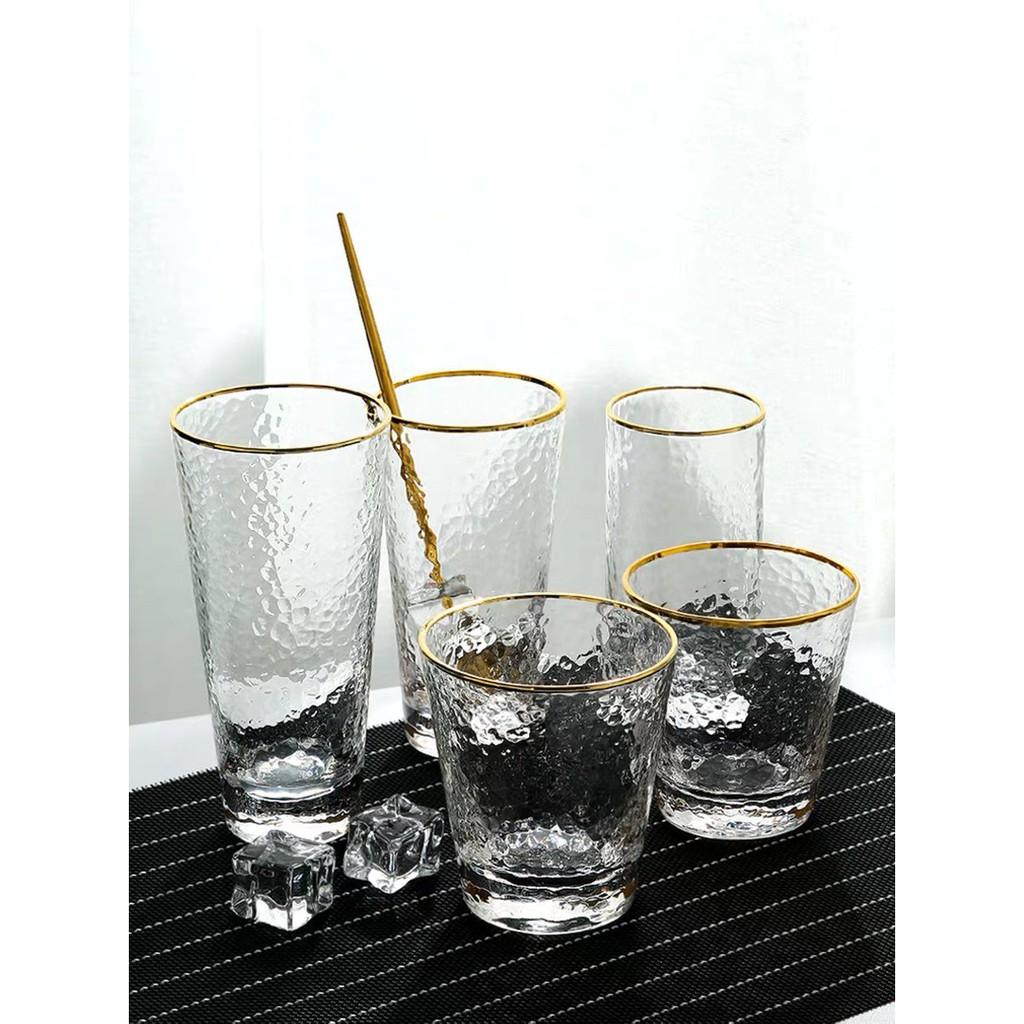 Bộ 6 cốc thuỷ tinh loe miệng chịu nhiệt viền vàng 300ml cao cấp, bộ 6 chiếc