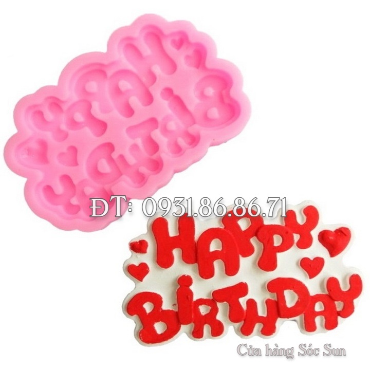 Khuôn silicon sinh nhật Happy Birthday - Mã số 1639