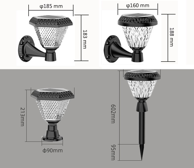 Đèn trụ cổng, sân vườn năng lượng mặt trời 7 màu - Đèn tròn - GẮN TƯỜNG