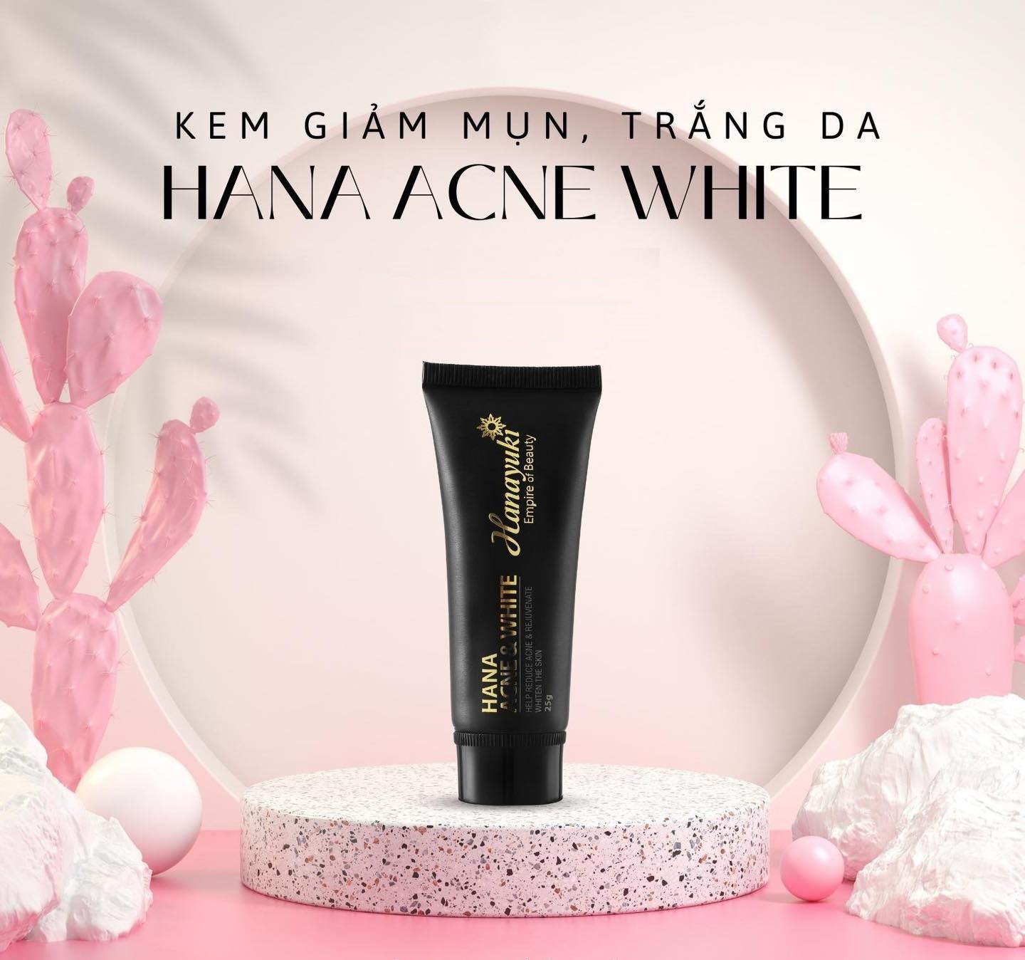 Kem Ngừa Mụn - Giảm Thâm &amp; Dưỡng Trắng Da Mặt Hanayuki ACNE WHITE 25g ( HÀNG CHÍNH HÃNG )