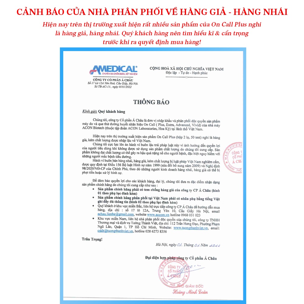 50 que thử tiểu đường On call plus của hãng ACON/Mỹ, dùng cho máy On call plus và On call EZii