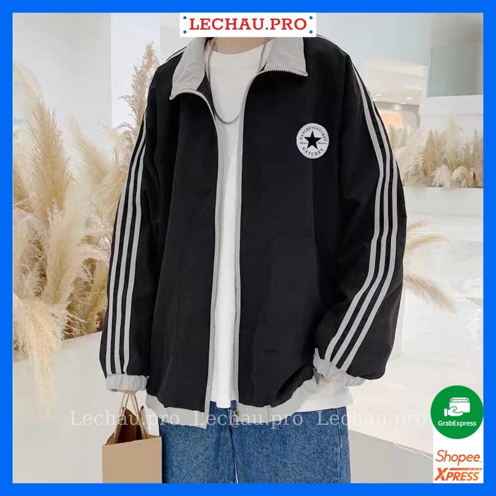 Áo khoác dù unisex form rộng in hình NGÔI SAO jacket nam nữ giá rẻ xịn xò ulzzang hottrend - Midside Đen XL &lt;60kg