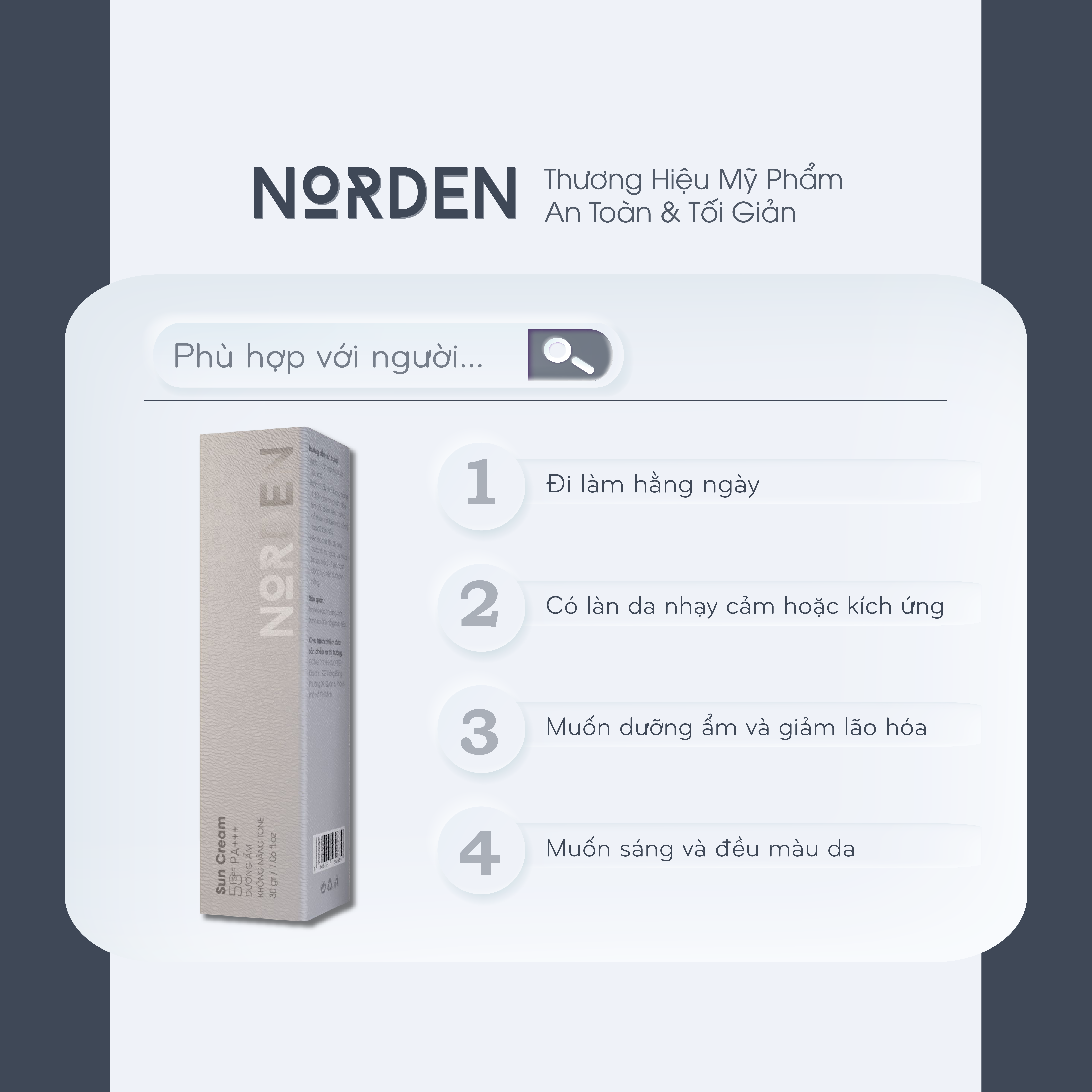Kem Chống Nắng Cho Nam Chống Tia UVA/UVB - Dưỡng Ẩm - Không Nâng Tone - Làm Sáng Da - Ngừa Lão Hóa NORDEN SUNCREAM
