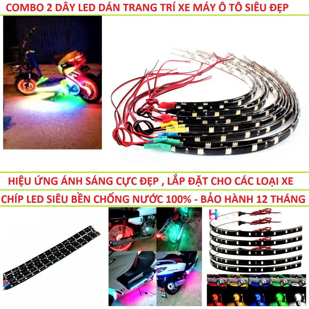 DÂY LED TRANG TRÍ XE MÁY Ô TÔ SIÊU ĐẸP LOẠI TỐT 30CM ( COMBO 2 DÂY )