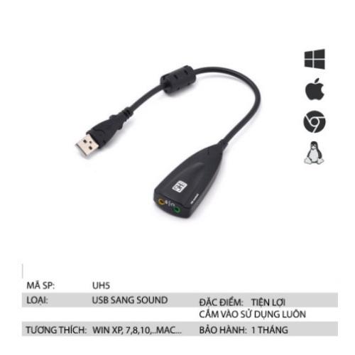 Usb Sound card 7.1 cao cấp ,chuyển tín hiệu từ usb ra âm thanh 5hv2