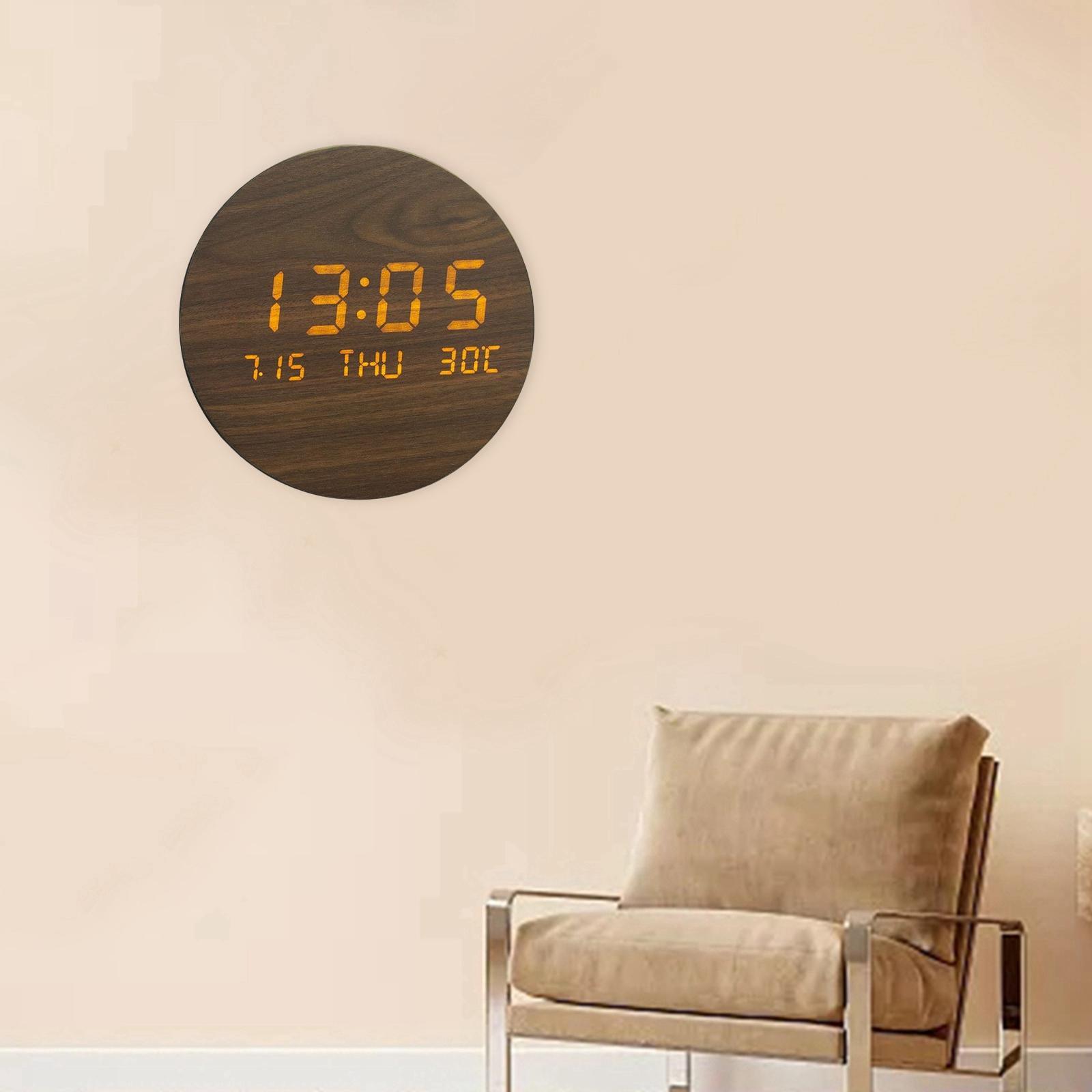 Temperature large display non ticking clock desk Black