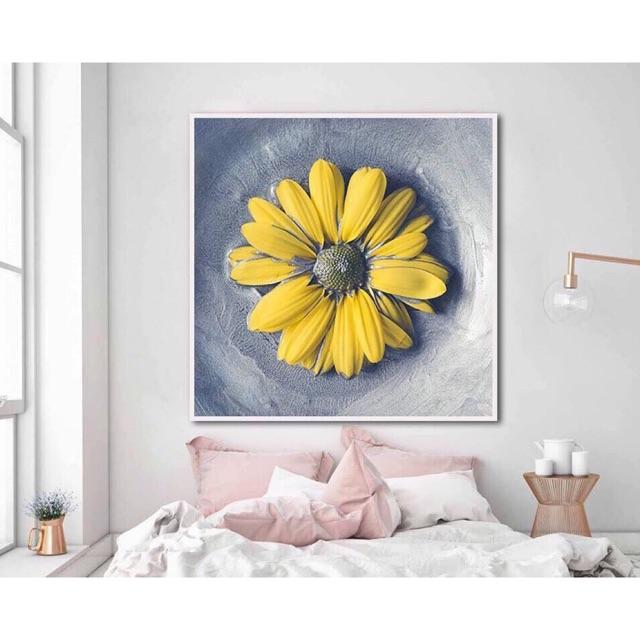 Tranh canvas decor hoa cúc vàng. Kt: 40x40cm