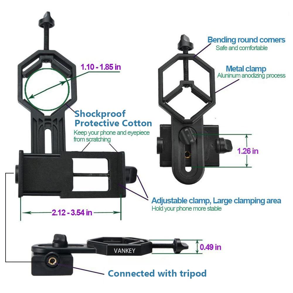 Cellphone Telescope Adapter Mount Bracket Aluminum Alloy & Plastic Material Multifuctional Universal for Astronomical