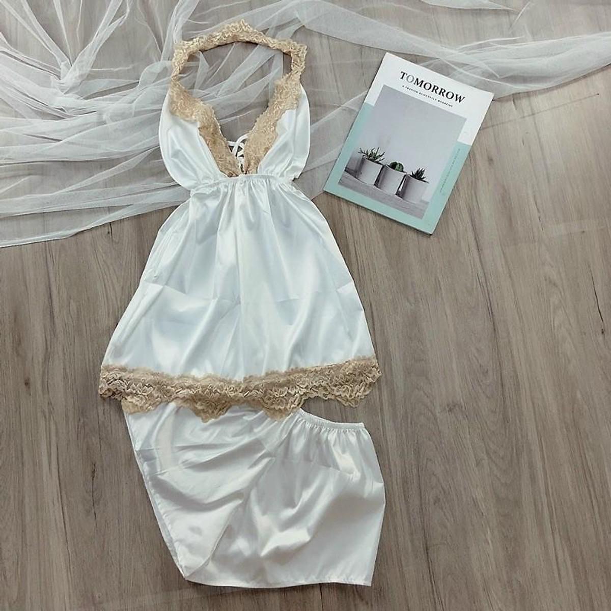 Set đầm ngủ phi lụa kèm quần