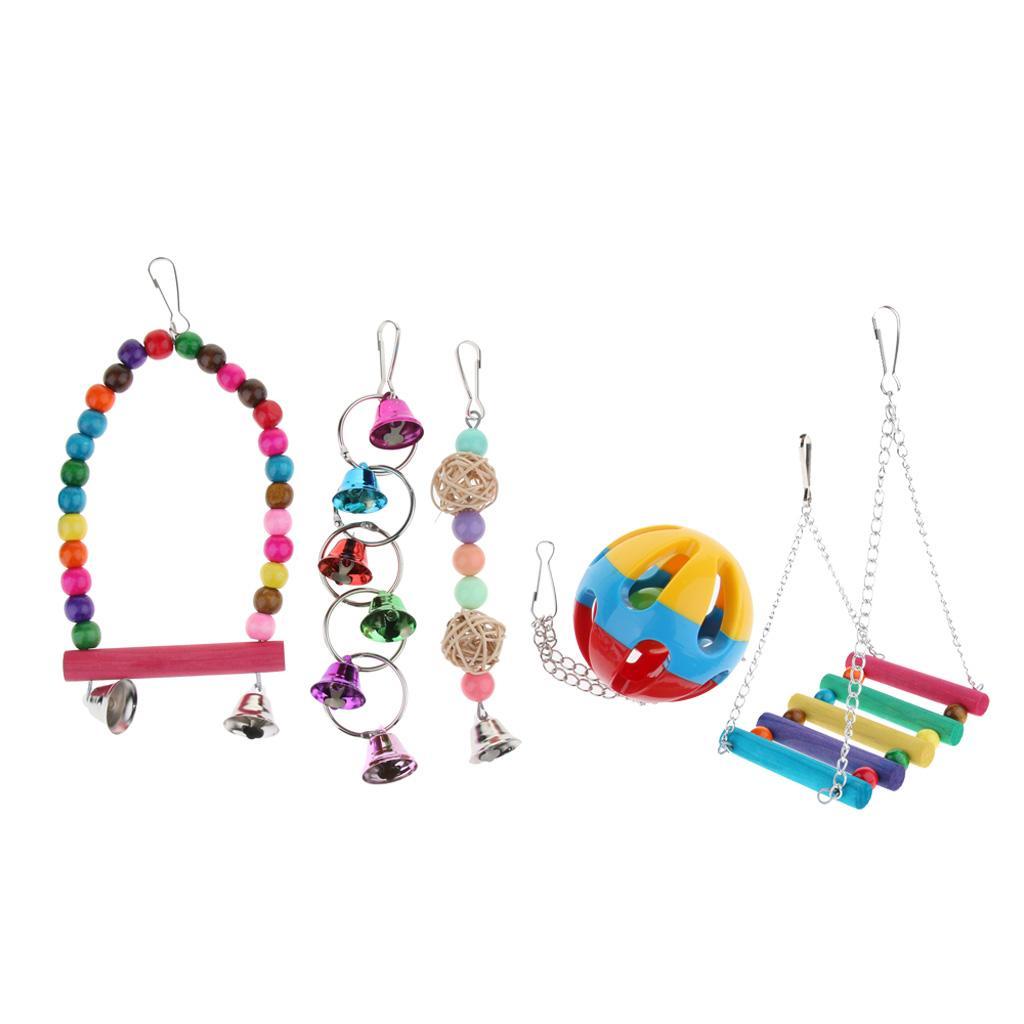 5PCS Parakeet Bird Toys Bird Perches Swing Toys Bridge Toys for Parakeets