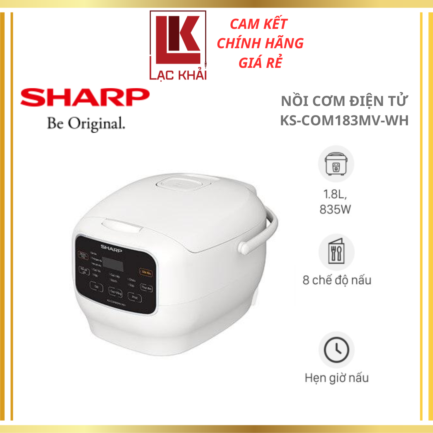 Nồi cơm điện tử Sharp 1.8 lít KS-COM183MV-WH - Hàng chính hãng