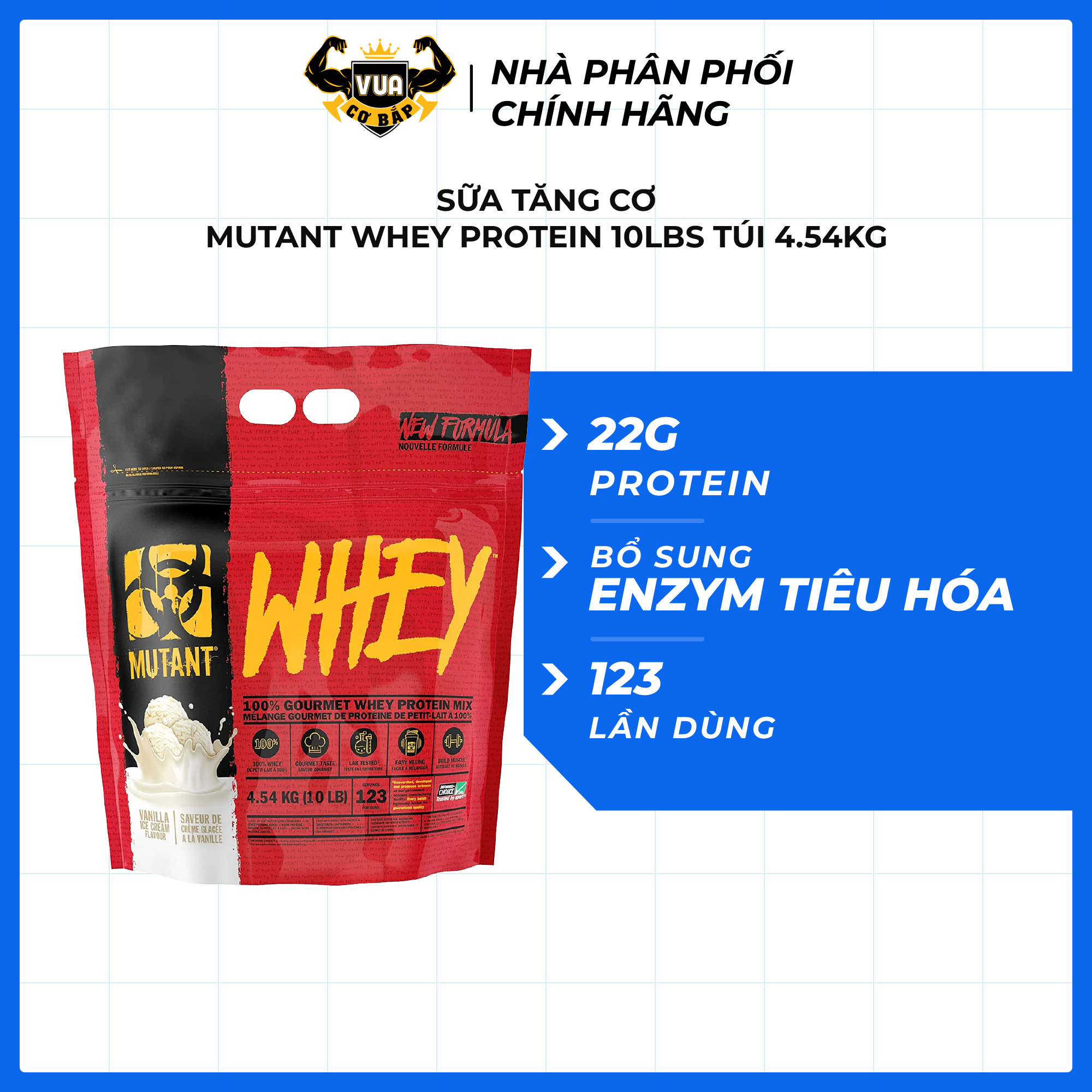Sữa Tăng Cơ Mutant Whey Protein 10Lbs - Túi 4.54Kg